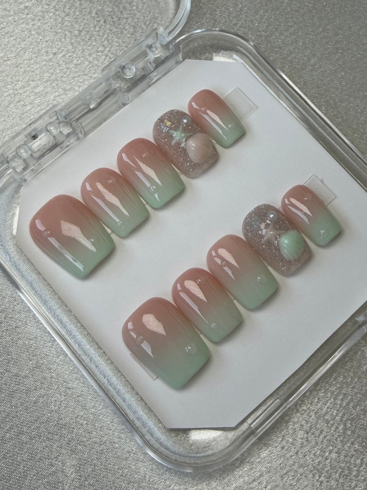 Sea Glass – Handmade Shell Press-On Nails